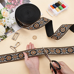 Ethnic Style Polyester Jacquard Flower Ribbon for Garment Accessories&nbsp;OCOR-WH0097-83A