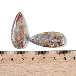 染色合成インペリアルジャスパーペンダント  ティアドロップチャーム  淡い茶色  35x15x6mm  穴：1.2mm&nbsp;G-P529-07F