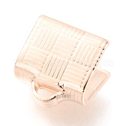 304ステンレススチールリボンカシメエンドパーツ  ローズゴールド  7x7x4.5mm  穴：2x1mm&nbsp;STAS-H151-18RG
