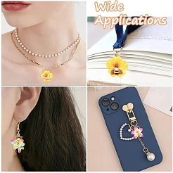 40本4スタイルレジンペンダント  昆虫と花  鉄パーツ  ミックスカラー  28~32x23.5~27.5x6.5~9mm  穴：2mm  10個/スタイル&nbsp;RESI-YW0006-17