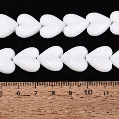 手作りランプワークビーズ連売り  ハート  ホワイト  15~16x15x8.5~9mm  穴：0.6~1.2mm  約24~25個/連  12.99~14.17インチ（33~36cm）&nbsp;LAMP-Q041-05F