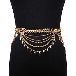 Alloy Curb Chain Leaf Charm Tassel Multi-Layered Waist Belly Chains&nbsp;FS-WGB4872-01