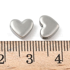 304ステンレススチールビーズ  ハート  変色防止  ステンレス鋼色  7x8x3.5mm  穴：1.6mm&nbsp;STAS-D376-03P