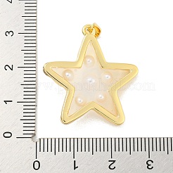 ラックメッキ真鍮＆エポキシ樹脂ペンダント  プラスチックビーズの星型チャーム  長持ちメッキ  鉛フリー＆カドミウムフリー  18KGP本金メッキ  29x26x5mm  穴：5x3mm&nbsp;X-KK-C059-08A-G