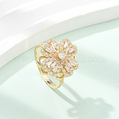 Clover Rotatable Open Cuff Rings for Women&nbsp;RJEW-R007-02G