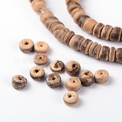 天然ココナッツロンデルビーズ連売り  5.5x1.5~5mm  穴：1mm  約124個/連  15.7インチ&nbsp;X-COCB-O001-11