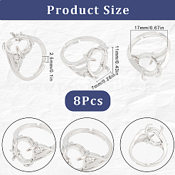 8Pcs Brass Adjustable Solitaire Ring Components&nbsp;KK-SC0003-95