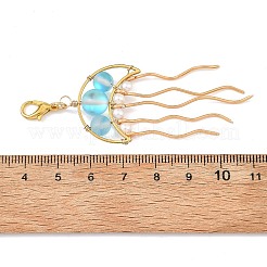 201 Stainless Steel & Synthetic Moonstone Beaded Pendants Decoration&nbsp;HJEW-JM05048-01