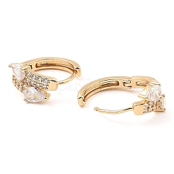 Brass Micro Pave Cubic Zirconia Hoop Earrings&nbsp;EJEW-D078-07KCG