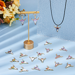 48Pcs 12 Colors Printed Alloy Pendants&nbsp;ENAM-HS0001-01