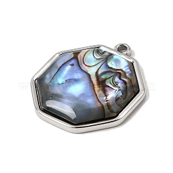 304 Stainless Steel & Natural Paua Shell Pendants&nbsp;SH-CBA7184-01D-P