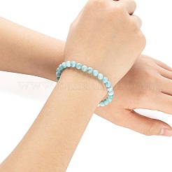 ナチュラルラリマークリスタルラウンドビーズストレッチブレスレット男性用女性用  ビーズ：6.5mm  内径：2-1/8インチ（5.5cm）&nbsp;BJEW-LS0001-06