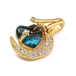 Rack Plating Brass Micro Pave Cubic Zirconia Pendants&nbsp;KK-U035-19G