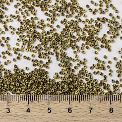MIYUKIラウンドロカイユビーズ  日本製シードビーズ  （rr4512)不透明な黄色のピカソ  15/0  1.5mm  穴：0.7mm  約250000個/ポンド&nbsp;SEED-G009-RR4512