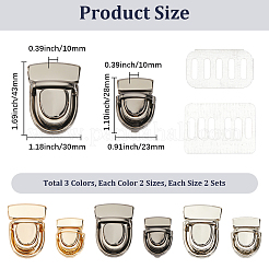 鉄製バッグタック留め具 12色 3個  ハンドバッグのサムロック  ミックスカラー  28x23x23mm&nbsp;PURS-BBC0001-03