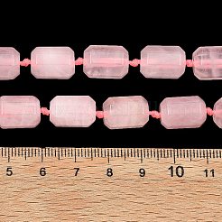 天然石ローズクォーツビーズ連売り  多面カット  コラム  13.5~15.5x9.5~10.5x9.5~10.5mm  穴：1mm  約22~24個/連  15.35''（39cm）〜16.34''（41.5cm）&nbsp;G-D103-A07