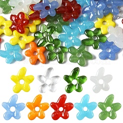 10個の手作りランプワークビーズ  花  ミックスカラー  18~18.5x17~17.5x4~5mm  穴：3~4mm&nbsp;LAMP-YW0001-76