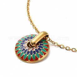 Colorful Enamel Flower Pendant Necklace&nbsp;NJEW-F305-01G