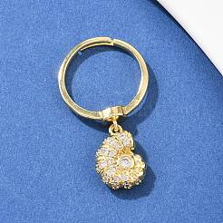 真鍮製マイクロパヴェキュービックジルコニア指輪指輪  ゴールドカラー  巻き貝の形  内径：16.8mm  巻き貝：14x10.5mm&nbsp;LS-RJEW-C145-05A-G