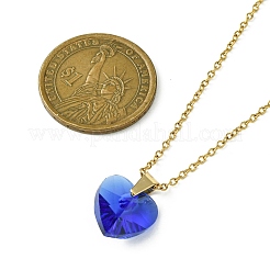 Heart Glass Pendant Necklaces&nbsp;NJEW-K117-01G