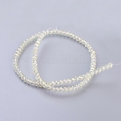 電気メッキガラスビーズセット  ABカラーメッキ  多面カット  ロンデル  ベージュ  2.9~3.3x2mm  穴：1mm  約125~135個/連  33~34cm&nbsp;EGLA-D020-3x2mm-70