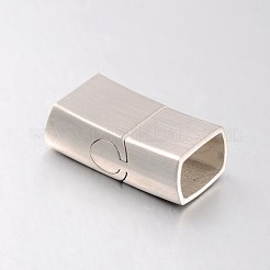変色防止の混合スタイル、艶消しまたはマット仕上げの長方形 304 ステンレススチール製磁気ネックレス留め具  ステンレス鋼色  24x13x8mm  穴：11x6mm&nbsp;STAS-N057-34