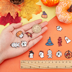 ハロウィンテーマの合金エナメルペンダント24個、12スタイル  混合図形  ミックスカラー  2個/スタイル&nbsp;ENAM-SC0001-93