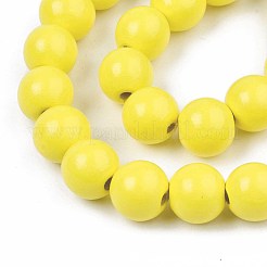 Spray Painted Natural Wood Beads Strands&nbsp;WOOD-S053-56F