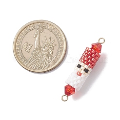 Glass Seed Beaded Christmas Santa Claus Links Connector Charms&nbsp;PALLOY-MZ00917-01