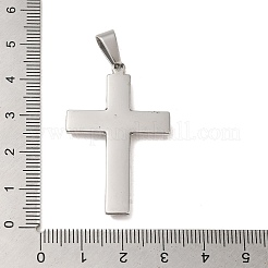 304ステンレスペンダント  キュービックジルコニア付き  クロス  ステンレス鋼色  41.5x27.5x3.5mm  穴：8x5.5mm&nbsp;STAS-C105-05P