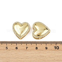 Heart Brass Micro Pave Clear Cubic Zirconia Slide Charms&nbsp;KK-S526-29G