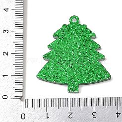 クリスマスアクリルパーツ  グリッターパウダー付き  クリスマスツリー  34.5x31.5x2.5mm  穴：1.6mm&nbsp;OACR-I028-02B