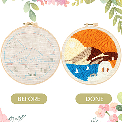 初心者向け DIY パンチニードル刺繍スターターキット  刺繍枠と糸通しが付属  ファブリック  糸とパンチ針  太陽  2.5~3mm  7色&nbsp;DIY-WH20013-88A