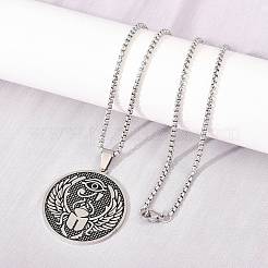 Religion 201 Stainless Steel Eye of Horus Egyptian Scarab Pendant Egyptian Scarab Box Chain Necklaces&nbsp;SA-H003-02P
