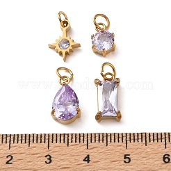 4Pcs 4 Styles 304 Stainless Steel & Glass Pendants&nbsp;GL-CBAC8BB-01G-06