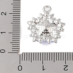 ラインストーンペンダント付きラックメッキ合金  スター  プラチナ  コーンフラワーブルー  20x17x6mm  穴：2mm&nbsp;FIND-B037-03P-01