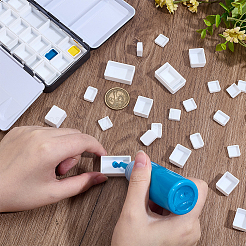 プラスチックの空の水彩絵の具鍋  ペイントケースアートパレット用品用  ホワイト  1.1~2.95x1.15~1.85x0.4~0.97cm  120個/セット&nbsp;AJEW-PH0006-10