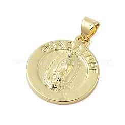 Flat Round Real 18K Gold Plated Rack Plating Brass Pendants&nbsp;KK-Z074-19G