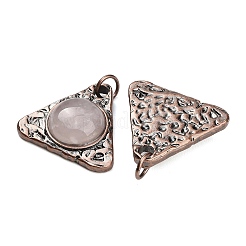天然石ローズクォーツペンダント  合金製の三角形ベゼルチャーム  赤銅鉱  30x33.5x10mm  穴：6.3mm&nbsp;GG-CBACC2B-04R-04
