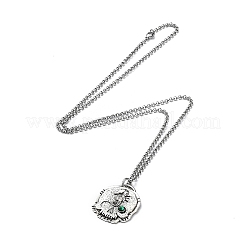 Skull Rhinestone Pendant Necklaces with Rolo Chains&nbsp;NJEW-F309-04