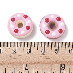 手作りの磁器エナメルビーズ  手描きの陶器ビーズ  ドーナツ  光沢釉の磁器  パールピンク  18.5x7.5~10mm  穴：2mm&nbsp;PORC-K003-09D