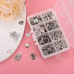 8スタイルチベットスタイルアロイペンダント  ハート＆アロースルーハート＆ローズフラワー＆ハートウィズワード＆ハートウィズフラワー  アンティークシルバー  290個/箱&nbsp;FIND-LS0001-33AS