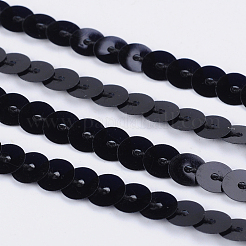 プラスチック製スパンコール/スパンコールチェーンロール  ABカラー  ブラック  6mm&nbsp;BS01Y