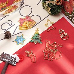 Christmas Zinc Alloy Open Back Bezel Pendants&nbsp;PALLOY-OC0001-81G