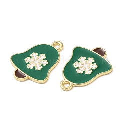 クリスマス合金エナメルペンダント  ゴールドカラー  クリスマス鐘  19x14x1mm  穴：1.6mm&nbsp;ENAM-D050-13H-02G