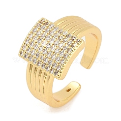 Brass Micro Pave Clear Cubic Zirconia Open Cuff Rings for Women&nbsp;LS-RJEW-M026-02G-03