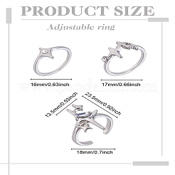 亜鉛合金指輪セット  女性用ラインストーン付き  プラチナ  内径：16~17mm  3個/セット&nbsp;RJEW-LP0002-24B