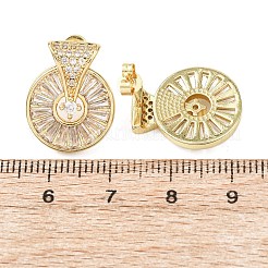Flat Round Brass Micro Pave Clear Cubic Zirconia Stud Earrings&nbsp;EJEW-D351-11G