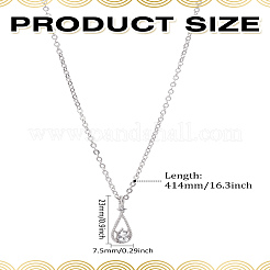 1Pc Alloy Clear Cubic Zirconia Teardrop Pendant Necklaces for Women&nbsp;NJEW-LP0004-14P