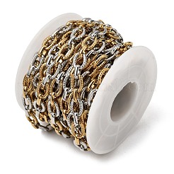 Two Tone 304 Stainless Steel Textured Cable Chains&nbsp;CHS-K018-43GP